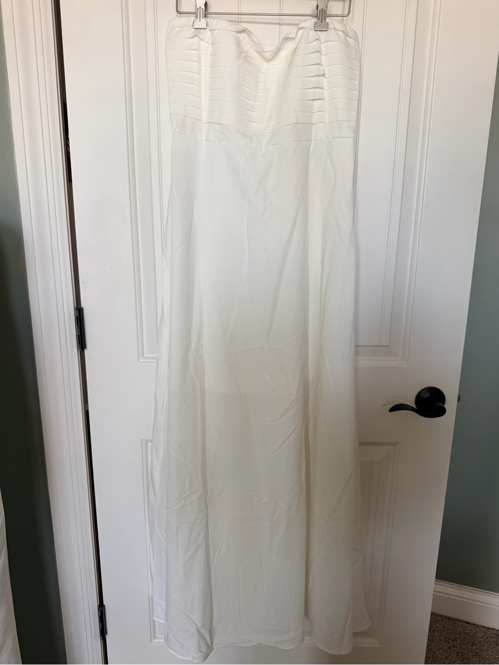 SHEIN White Strapless Pleated Bodice Maxi Dress